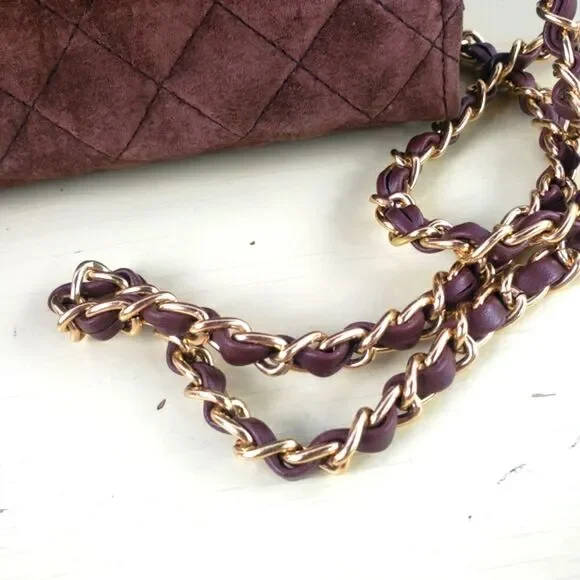 OS International Vintage Womens Quilted Suede Mini Crossbody Purse - Picture 7 of 12